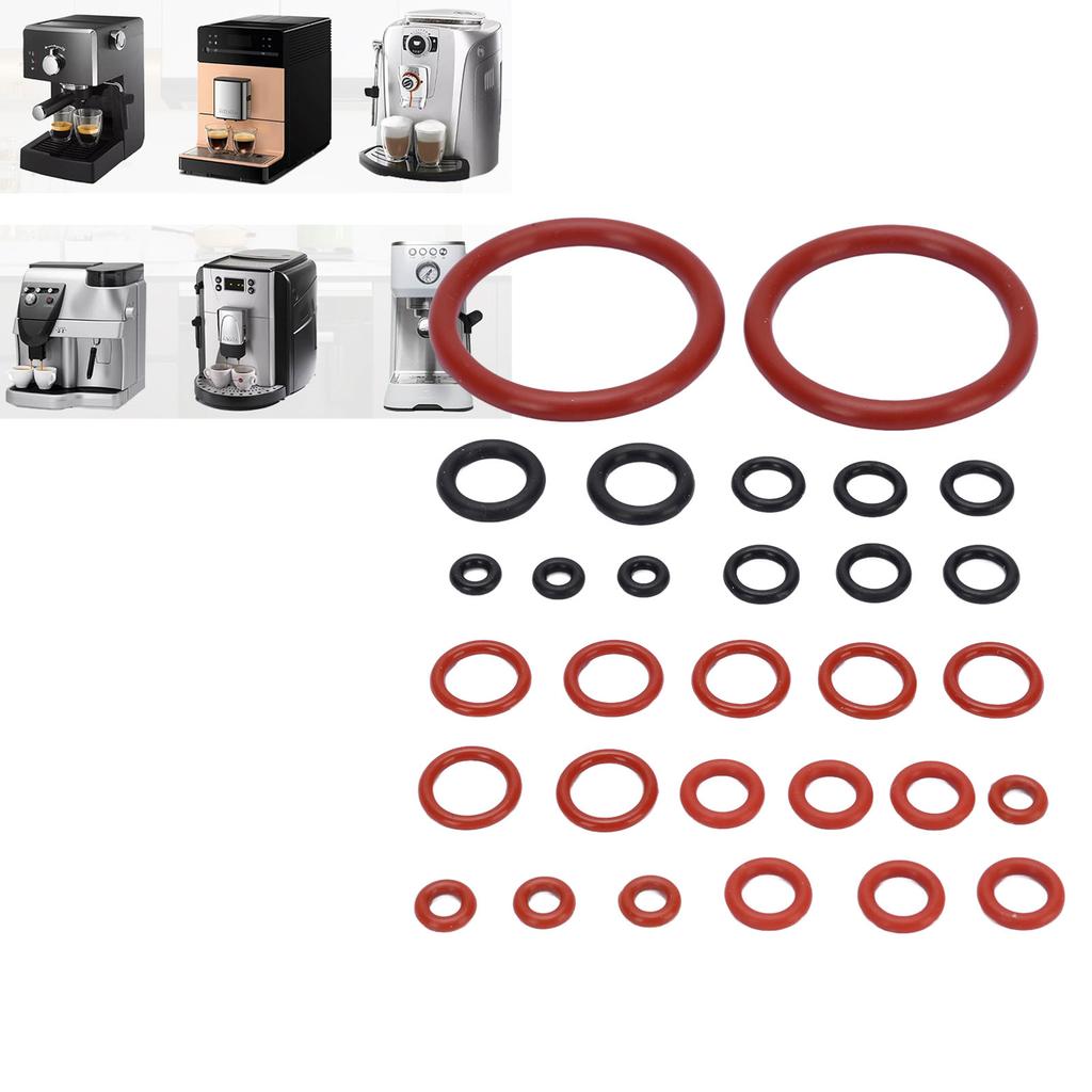Coffee Machine O     Kit Silicone Coffee Machine Large and Small Gaskets for Replacement Black and Red
