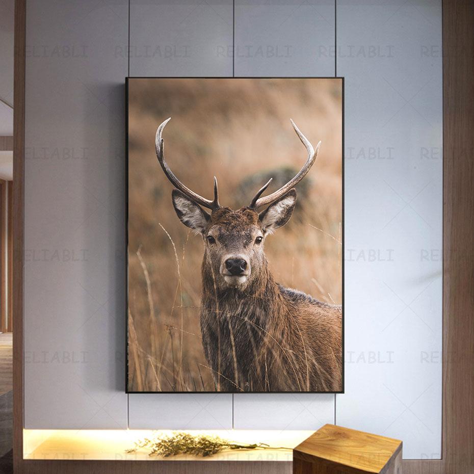 Deer In Forest Canvas Painting Animal Wall Art Picture Posters and Prints for Living Room Decor Porch Home Decoration Cuadros
