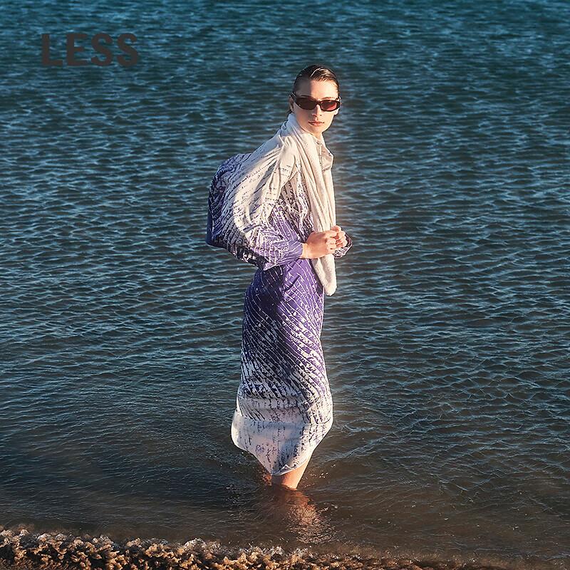 LESS 2025 Summer Mulberry Silk Slit Skirt