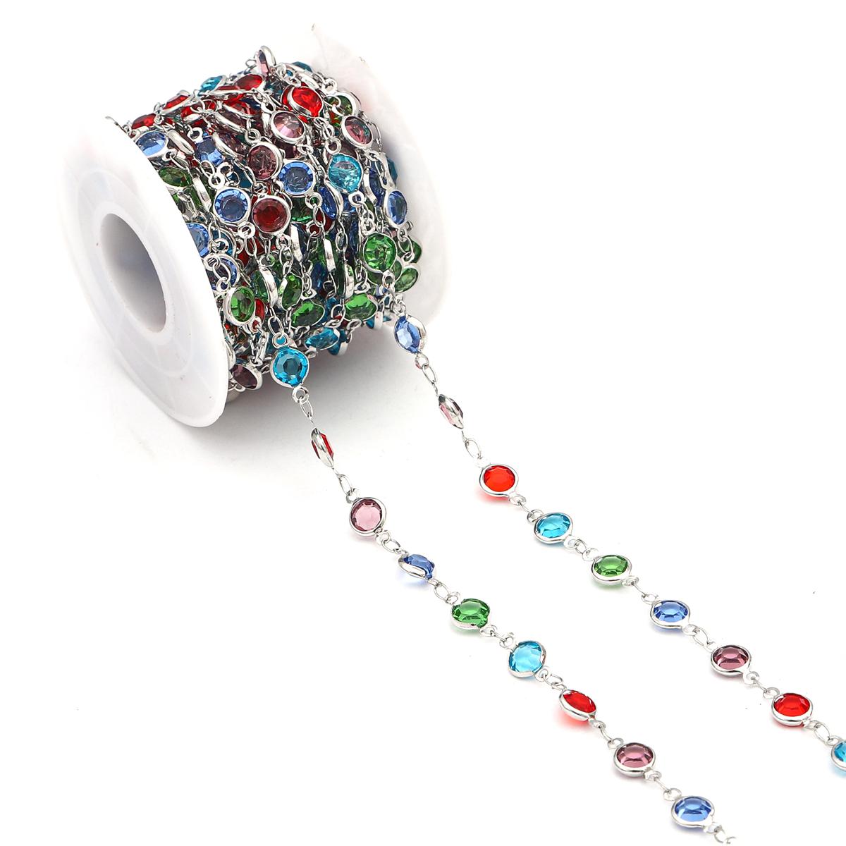 

50 см, цепочка ручной работы, цветок ромашки, сглаз, стразы, цепочка из бисера с кристаллами для ожерелья, браслета, сделай сам, фурнитура для изготовления ювелирных изделий 05