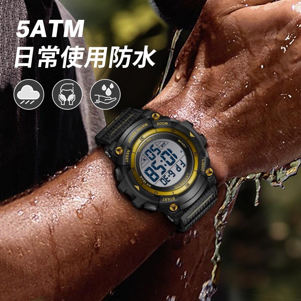 L Lavaredo Men's Digital Watch Large Screen Multi-Function Waterproof Sports Wristwatch LED Display Outdoor Gift