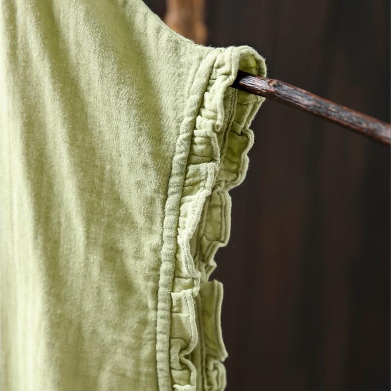 Johnature Camisetas sin Mangas Vintage de Algodón para Mujer Cuello Redondo Color Sólido Verano Botones Sin Mangas Holgadas Suaves Casual Camisetas sin Mangas