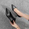 Fashion 2025 New Stewardess High Heels Ladies Etiquette Single Shoes Fashion Pointed Fine Heel Leather Shoes Black Formal Pumps Mujer