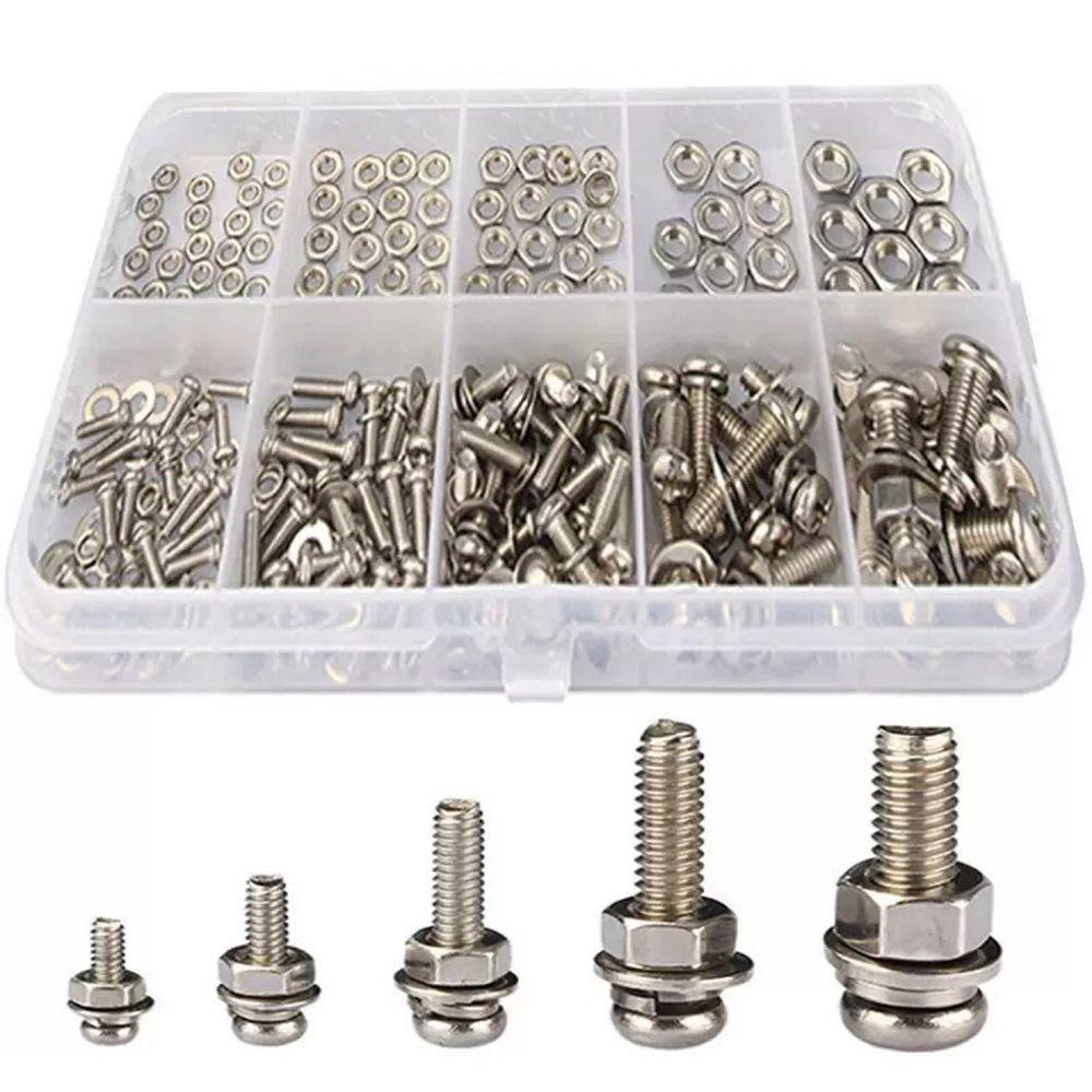 320pcs/box Stainless Steel Metic Nut and Bolt Assortment Bolt Nut Washer Set  Home Improvement