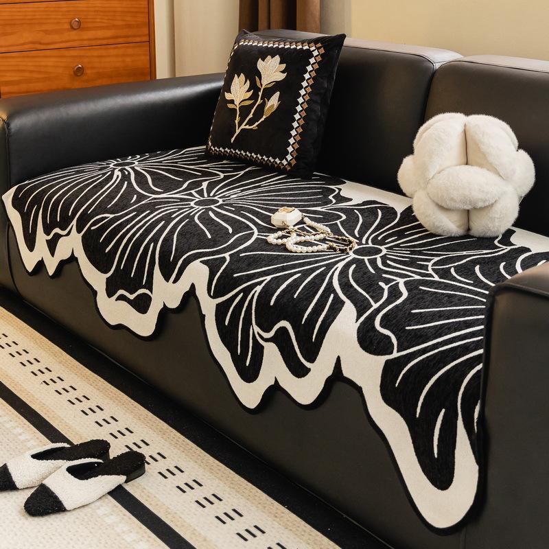 

Retro Flower Irregular Special-Shaped Sofa Cushion New Four-Season Universal Straight Row Non-Slip Leather Sofa Seat Cushion Cloth 90*70cm