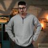 Waffle Half Zipper Long Sleeve Base Shirt T-shirt Men's Round Neck Loose Japanese Retro Casual