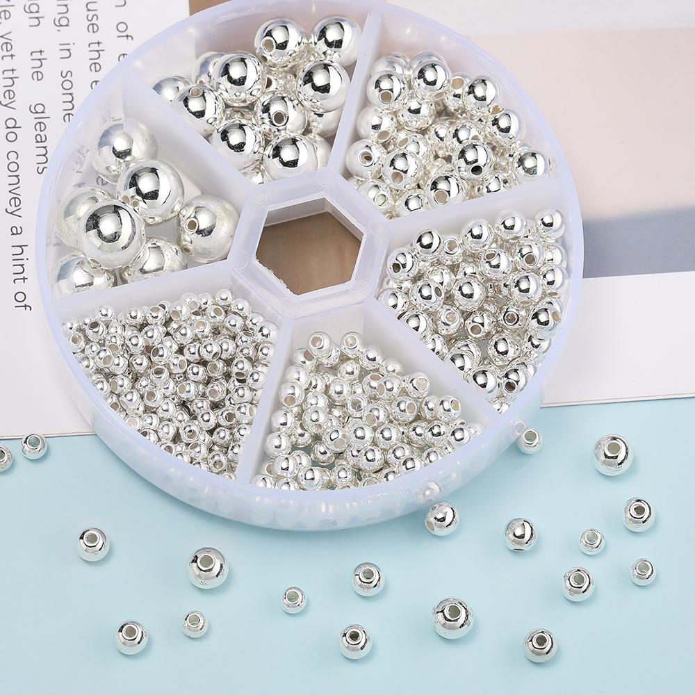 553pcs 3-10mm CCB Gold Silver Color Spacer Beads Set Box Round Loose Beads Charms Kit For Jewelry Making DIY Bracelet Necklace