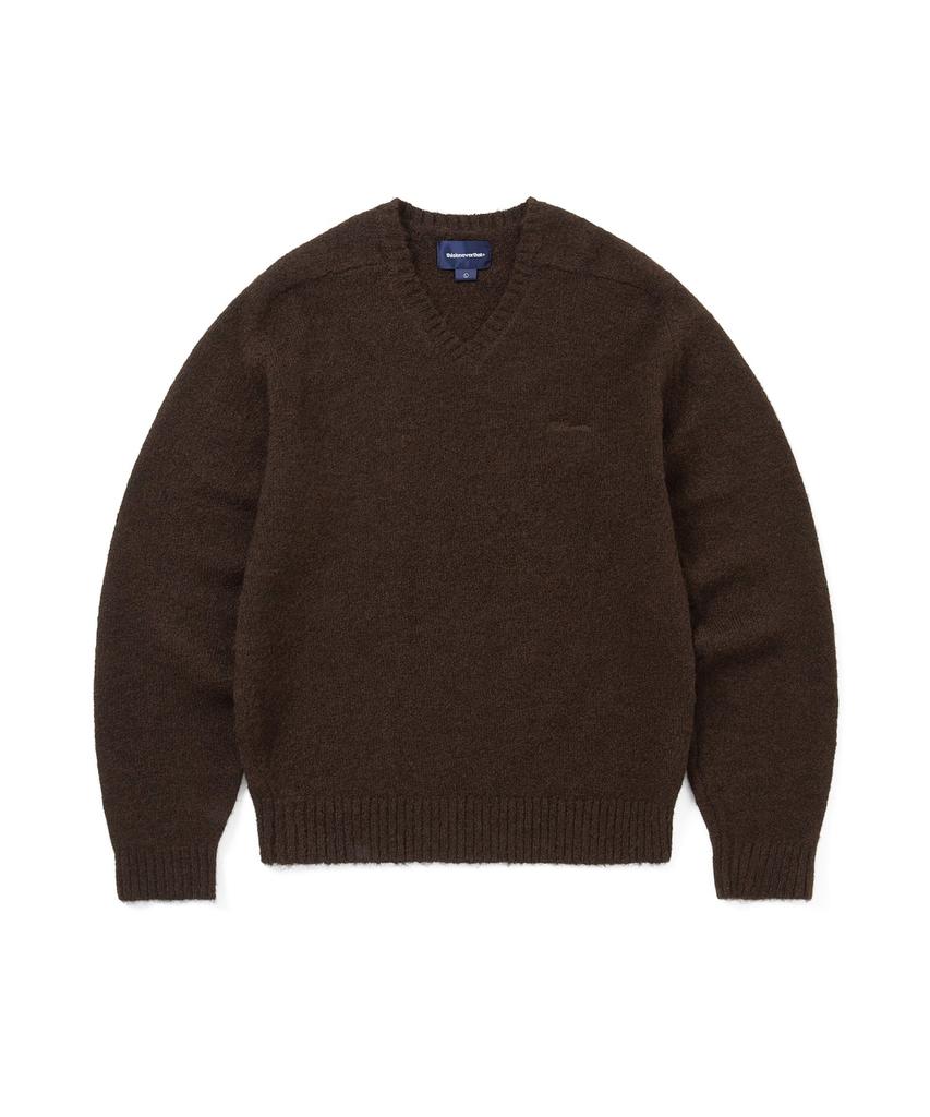 THISISNEVERTHAT Brushed V Neck Knit Sweater Brown