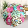 1pc Donut Pattern Automatic Opening/Closing Folding Umbrella with 65 Ribs, Plastic Handle, Windproof Portable Sunshade Umbrella Halloween an