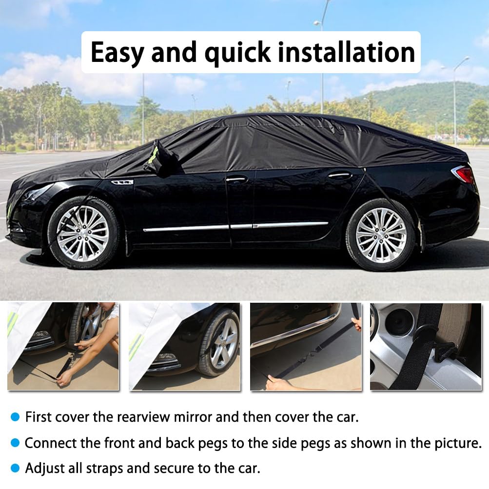 Half Car Body UV 420D Oxford Black Cover, Cover, Waterproof, Dustproof, Protection, Fabric, (Hatchback)