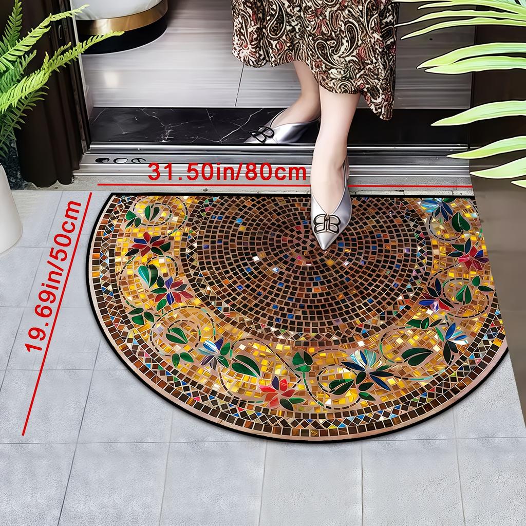 Luxury Retro Ethnic Style Welcome Mat Artificial Vision Carpet Home Semi-Circular Suitable for All Seasons Anti-fouling