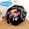 Custom Name Gothic Addams Umbrella Folding Umbrella, Automatic Umbrella 8-Frame for Travel, Casual Lightweight Birthday Christmas gift
