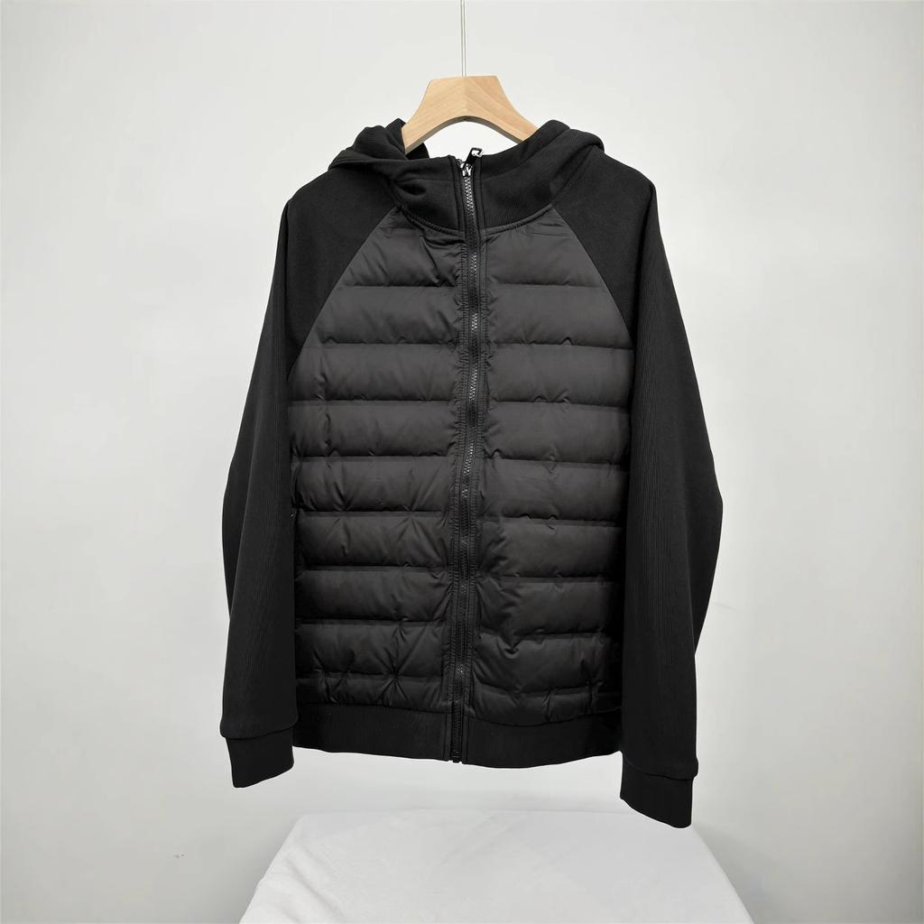 (recommended for couples) Splicing sweater hat for men and women couples down jacket% white duck down thin knitted