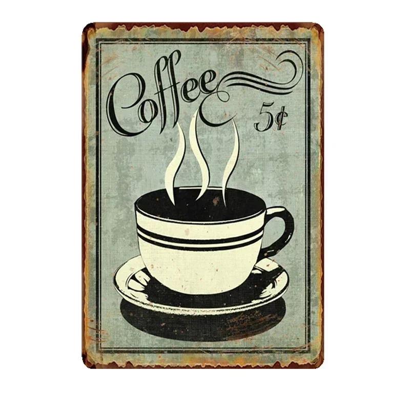 Metal Painting Signs Cake Dessert Hamburger Plaque Bar Pub Bakery Cafe Creative Gifts Iron Signs Wall Decor Wall Plate Pendant