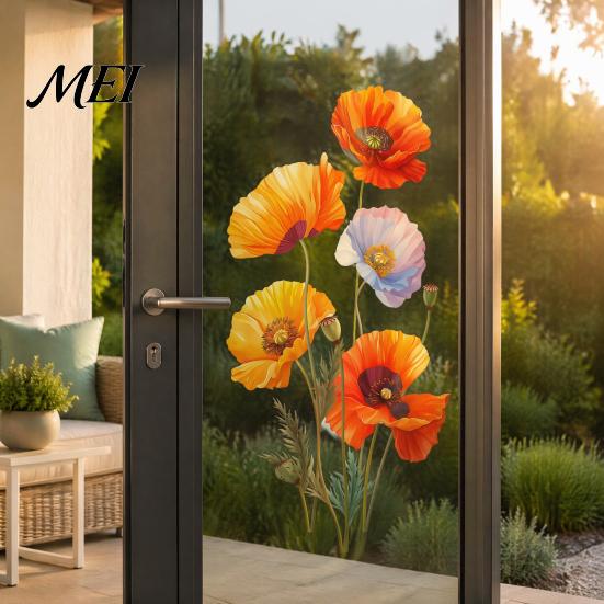 Adesivi Decorativi Floreali per Porte in Vetro 2 Pezzi Adesivi Murali Acquerello, Decalcomanie Floreali Impermeabili in PVC, Adesivi Versatili da Applicare e Staccare Pareti