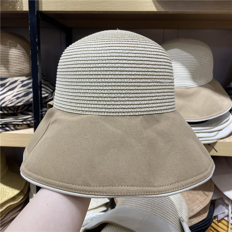 Hat Female Retro Bow Split Fork Elegant Straw Hat Big Eaves Bucket Hat Seaside Vacation Sun Protection Beach Hat