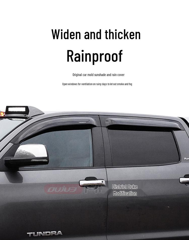 Toyota Tundra Off-road Sand & Gravel Deflector Rain Visor & Yellow Spotlight Decoration Accessory.
