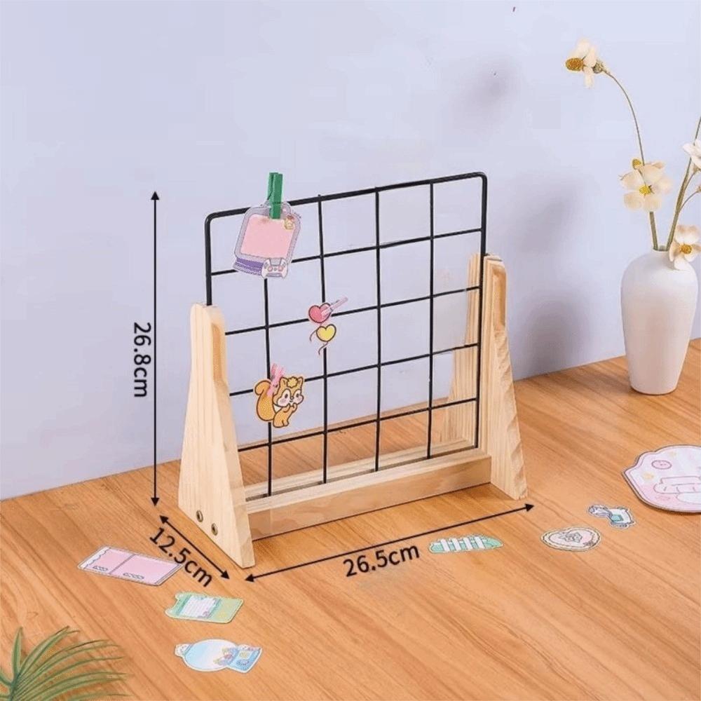 

with Wooden Base Display Stand Grid Desktop Wall Shelves Portable Storage Rack Jewelry Booth Racks black-1