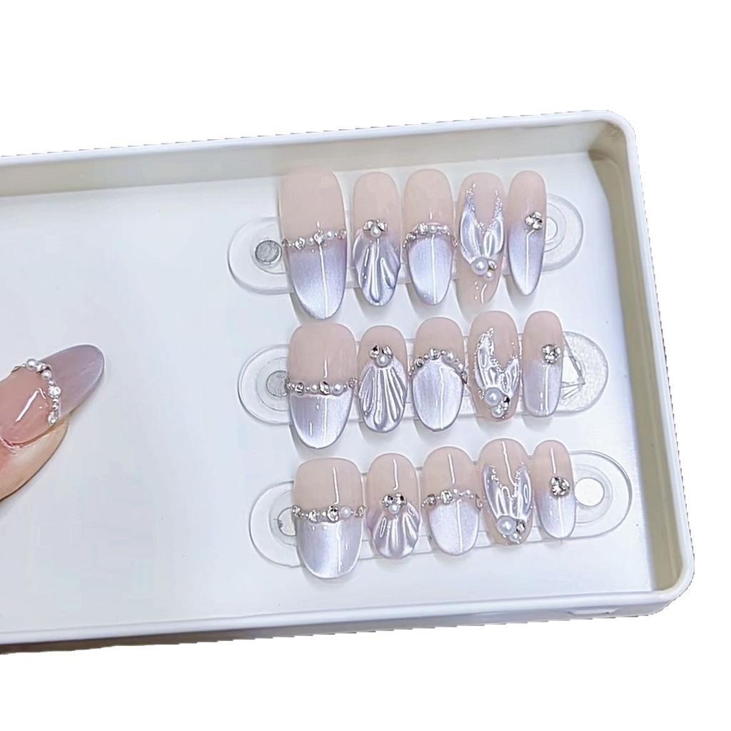 Unghii Autocolante Violet Armură Tricotate Manual Coadă de Pește Cochilie Tridimensională Pictate Manual Ochi de Pisică Temperament Pur