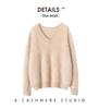 Kang Sai Ni Women's 100% Cashmere Long Brushed Sweater, Old Money Style Knitwear
