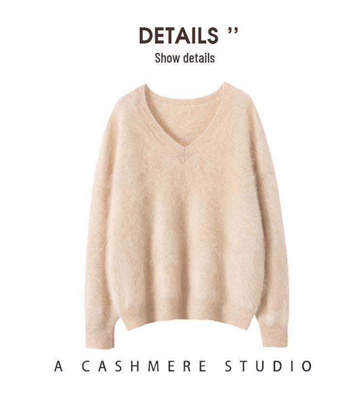 Kang Sai Ni Women's 100% Cashmere Long Brushed Sweater, Old Money Style Knitwear