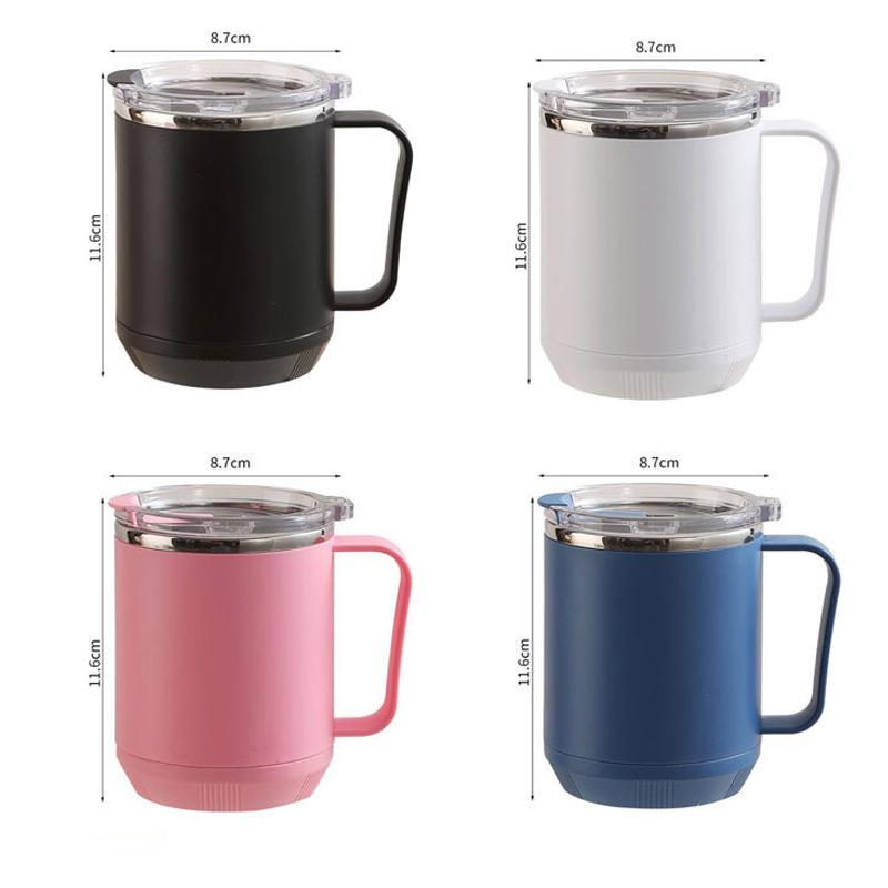 460ml Stainless Steel Coffee Mug Heat Insulation Bottle With Handle Bottom Heatable Design Milk Water Cup for Home Office