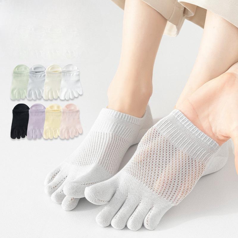 Five-finger Socks for Women, Summer Thin Cotton Socks, Mesh Breathable, Shallow-mouthed Short Socks, Toe Split Sports Boat Socks