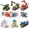 6in1 Building Blocks City Fire Car Police Truck Engineering Crane Tank Helicopter Bricks Set Toys For Children Kids
