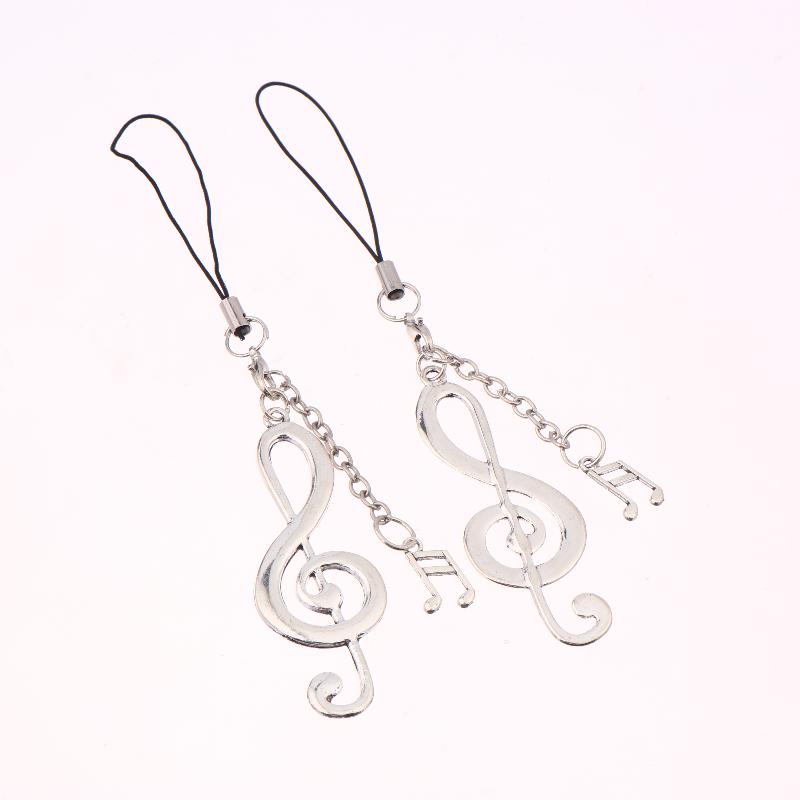 1/2 Stück Y2K Vintage Musiknote Handy-Lanyard Trendige Metall Musiknote Handykette Schlüsselanhänger Anhänger Geschenke