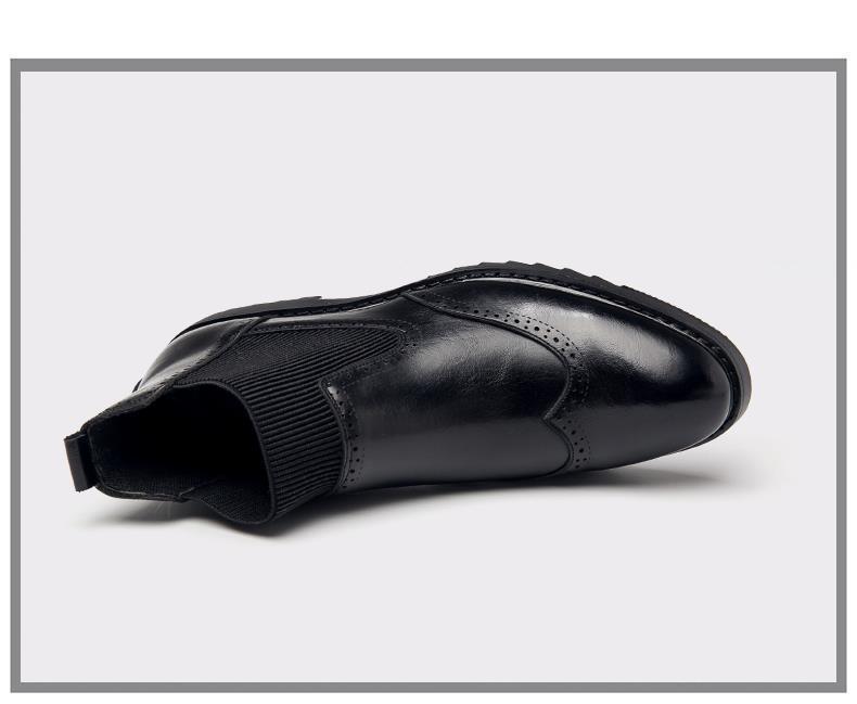 Men's High-Top Winter Business Leather Chelsea Boots - Pointed Toe, Korean Style, British Trend