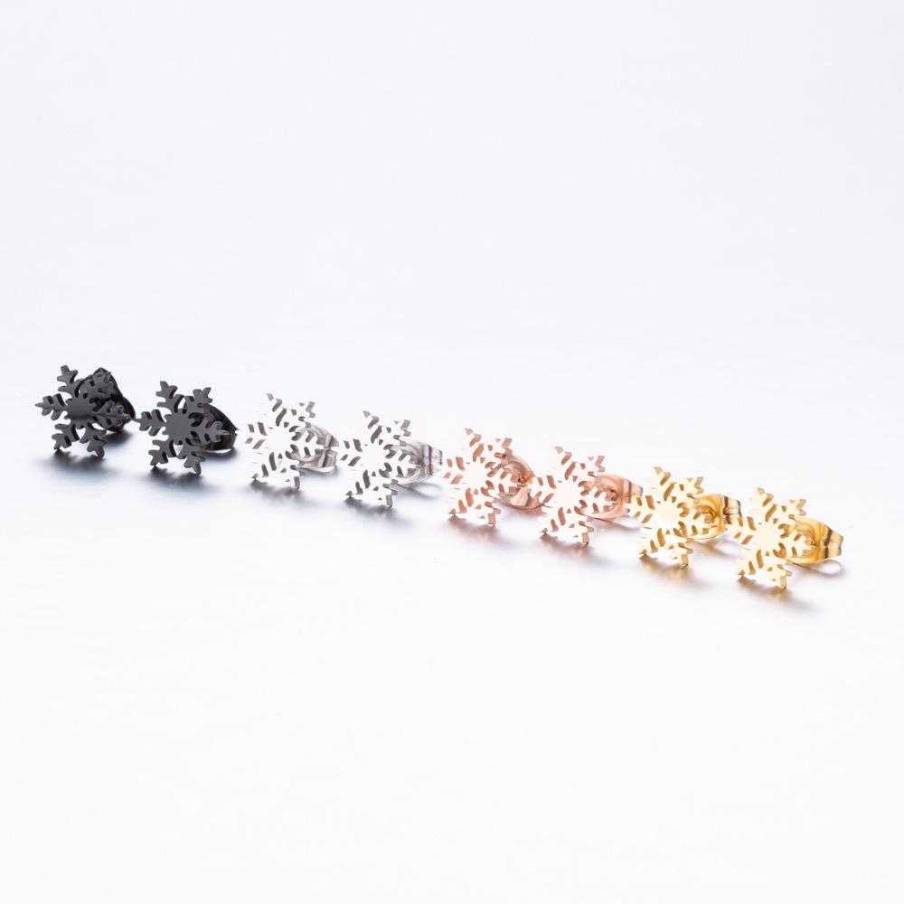 Korean Minimalist Gold-Plated Snowflake Christmas Stud Earrings, Stainless Steel Cartilage Studs
