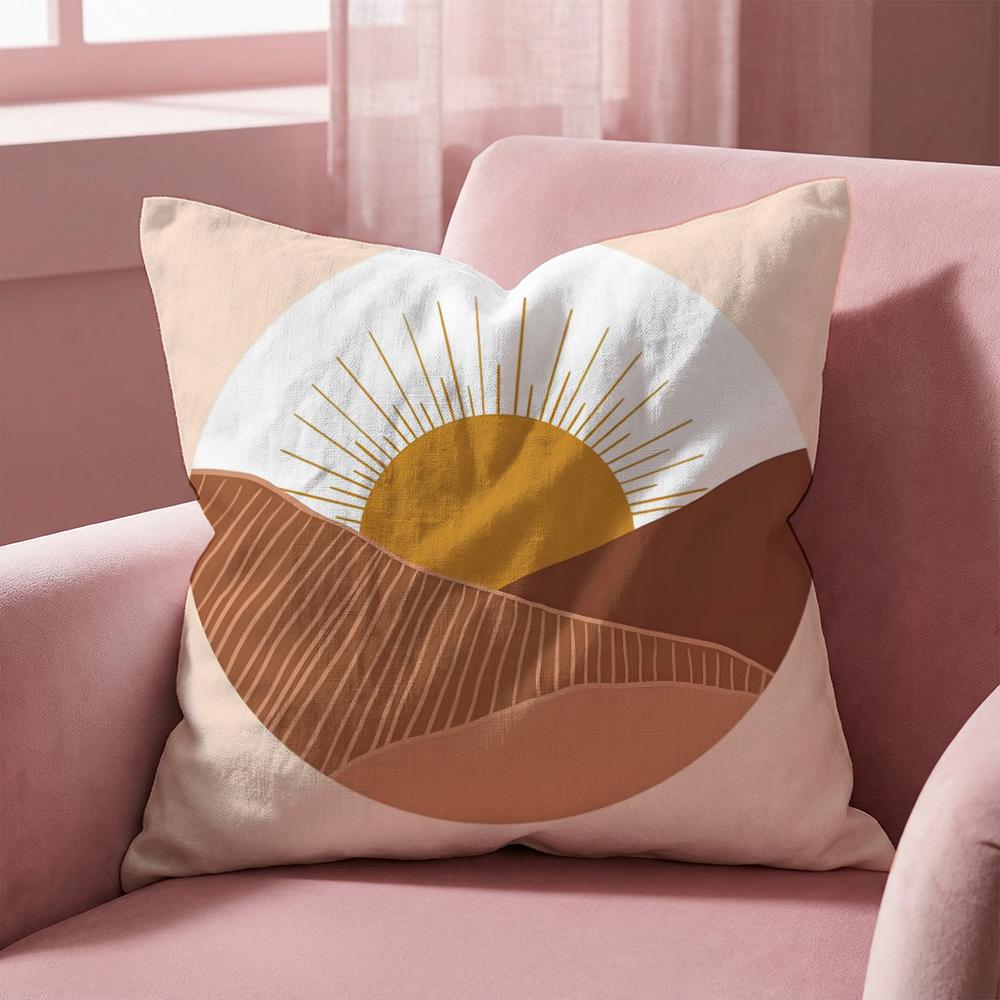 Retro Modern Sun Cushion Cover Multi-Scene Pillow Cover for Home & Car - Reversible, Soft & Durable for Daily Use