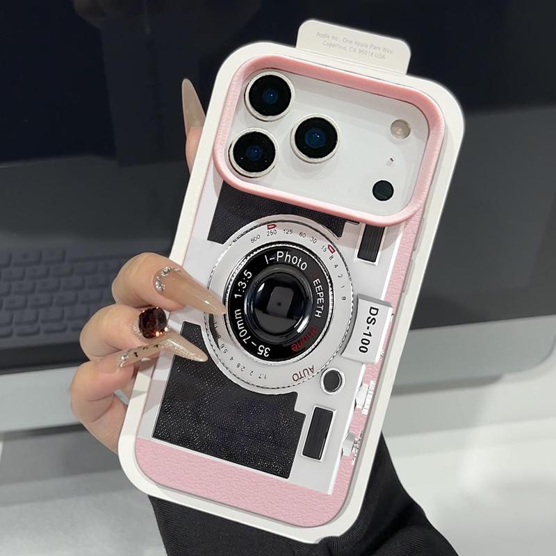 Vintage Camera Pattern Case For iPhone 17 18 Pro Max iPhone 16 15 14 13 Pro Max 17E Leather Texture Soft Silicone Phone Cover