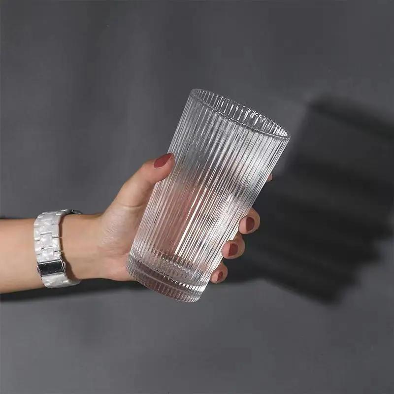 Glasbeker in Koreaanse stijl Sapdrank Koffiekop Verticaal patroon Transparant Whiskyglas Handgemaakt Creatief Fancy Glas Wijnkop