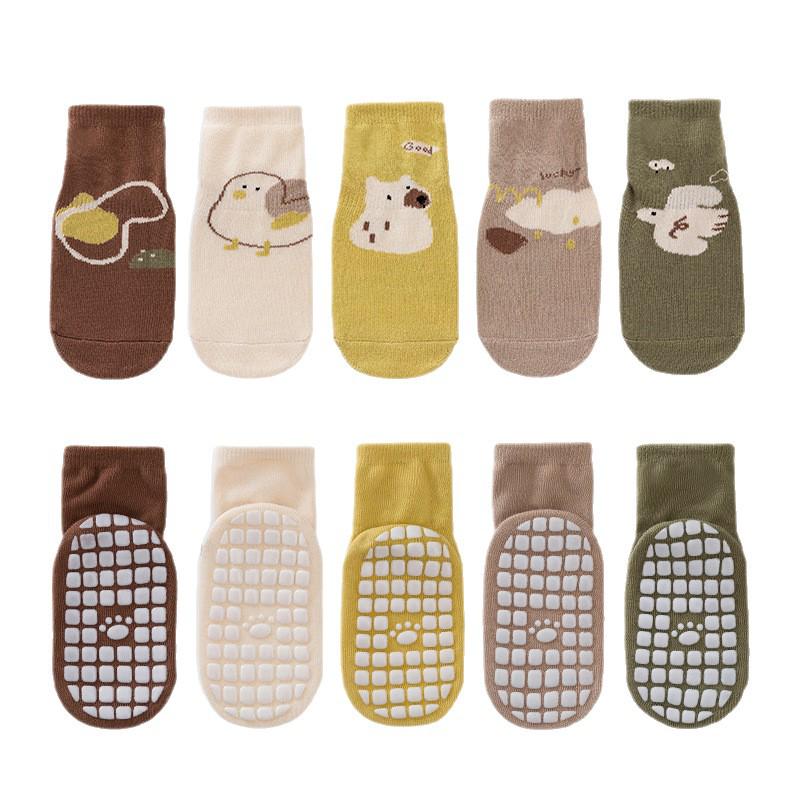 Baby Non-Slip Cartoon Socks - Mid-Calf, Combed Cotton, Indoor Trampoline, Spring & Autumn