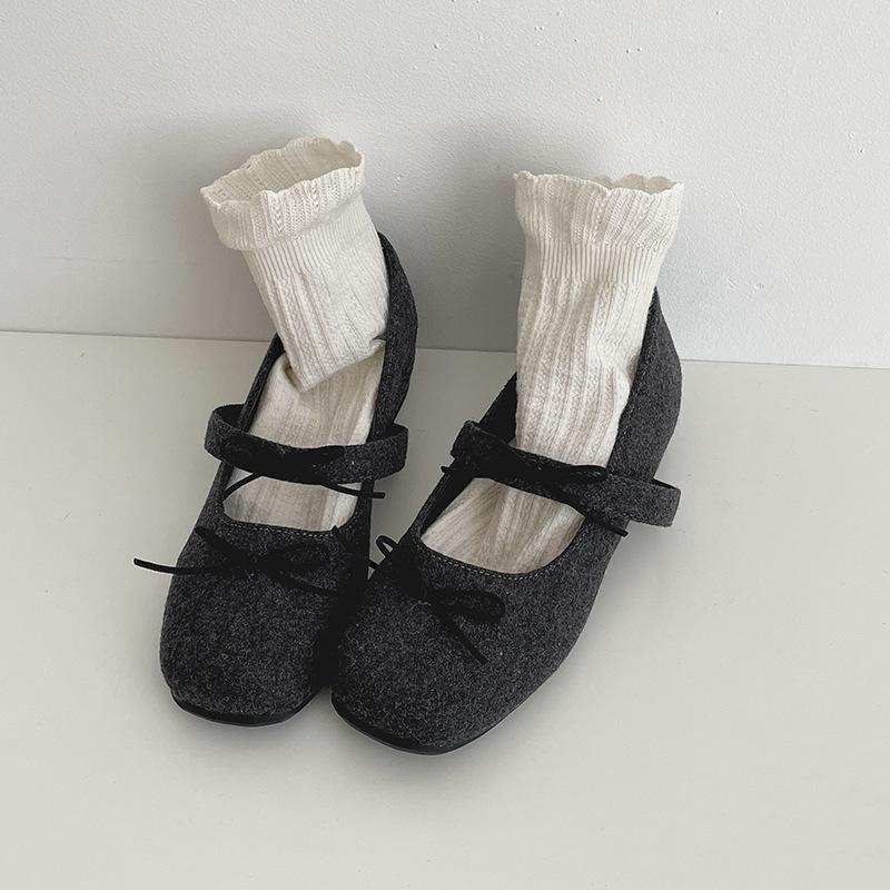 Fashion Retro Round Head Butterfly-knot Women Mary Jane Shoes Ladies Soft Sole Dress Flats Casual Street Style Ballet Shoes