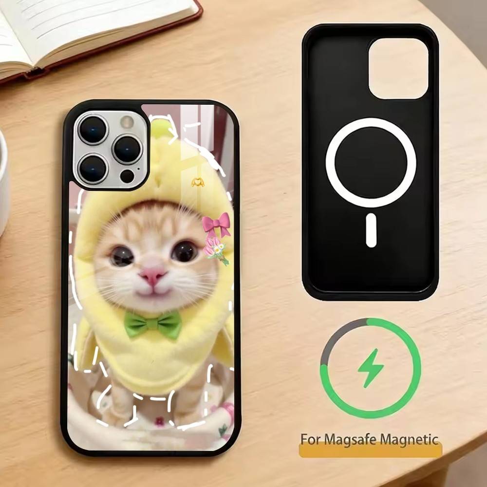 Funny Cute Cat Phone Case For iPhone17,16,15,14,13,12,11 Plus,Pro Magnetic For Magsafe Wireless Charging