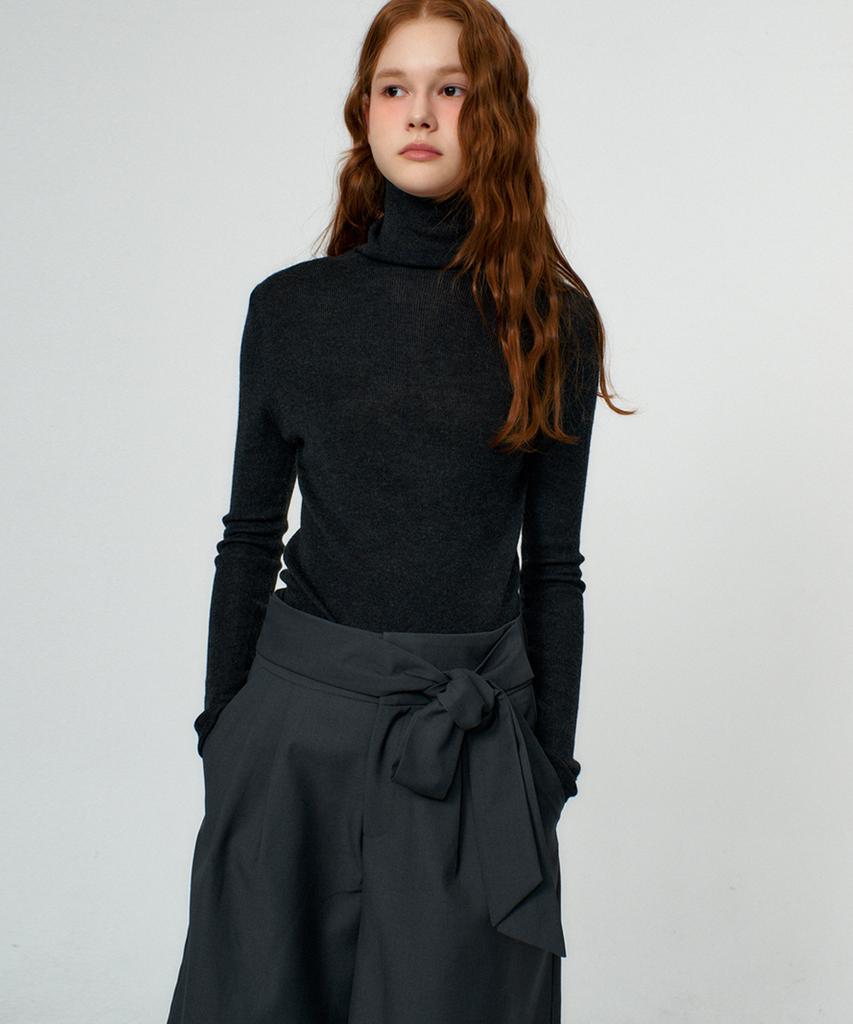 RAVEROUS Ribbon Tie Bermuda Pants_Charcoal