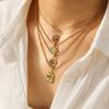 18k Gold Necklace with Irregular Shape Pendant Set with Colorful Diamonds, Clavicle Chain, Niche Design Jewelry