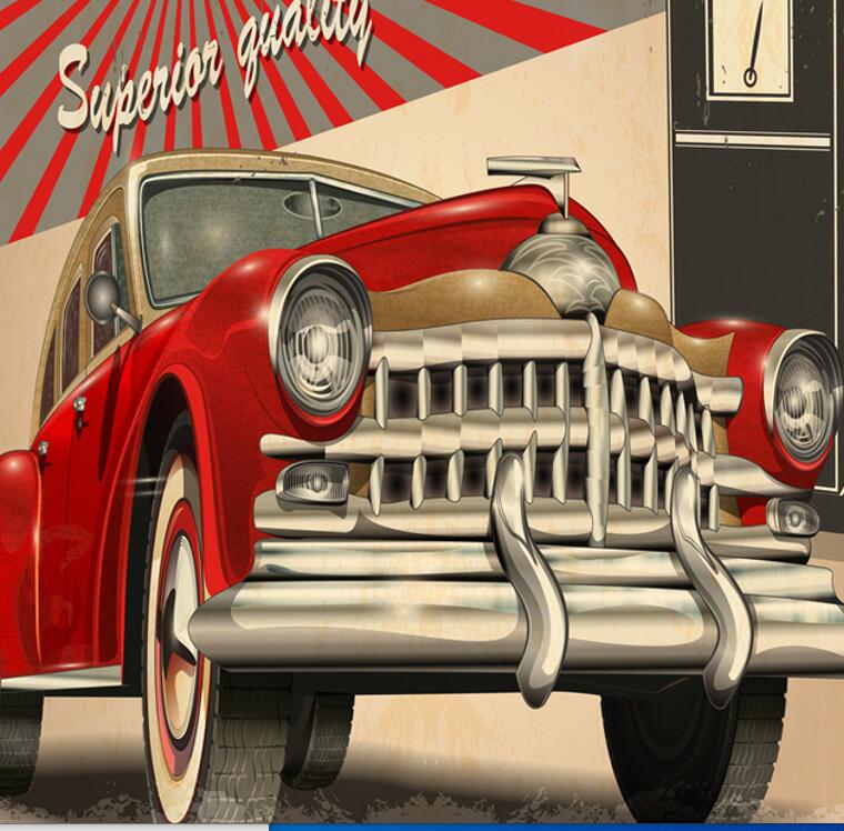 Vintage Auto Metallschilder Garage Hot Rod Tankstelle Mit Roter Limousine Retro Teppich Von Ho Me Lili Für Haus Boden Dekor Teppich