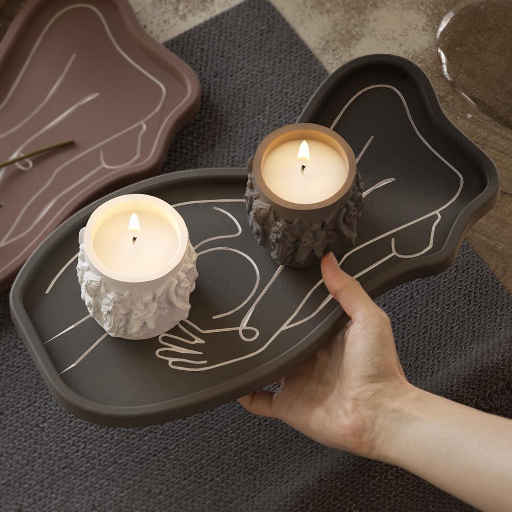 DIY Epoxy Resin Mold Cement Gypsum Abstract Human Body Lines Tray Storage Plaster Decoration Silicone Mold