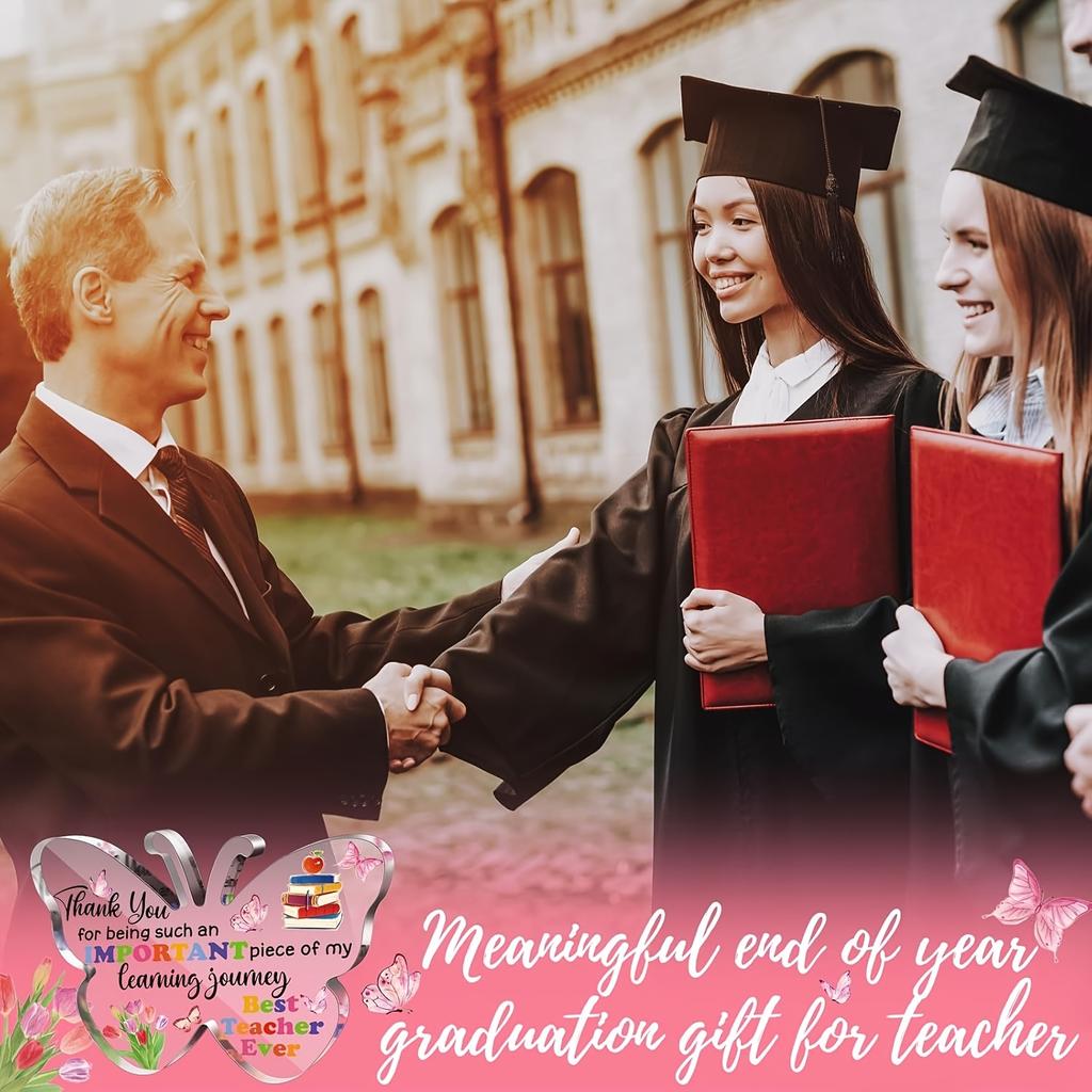 Akrylpresent till lärare med fjärilsdesign - 'Tack för att du är en så viktig del av min läranderesa Bästa läraren någonsin