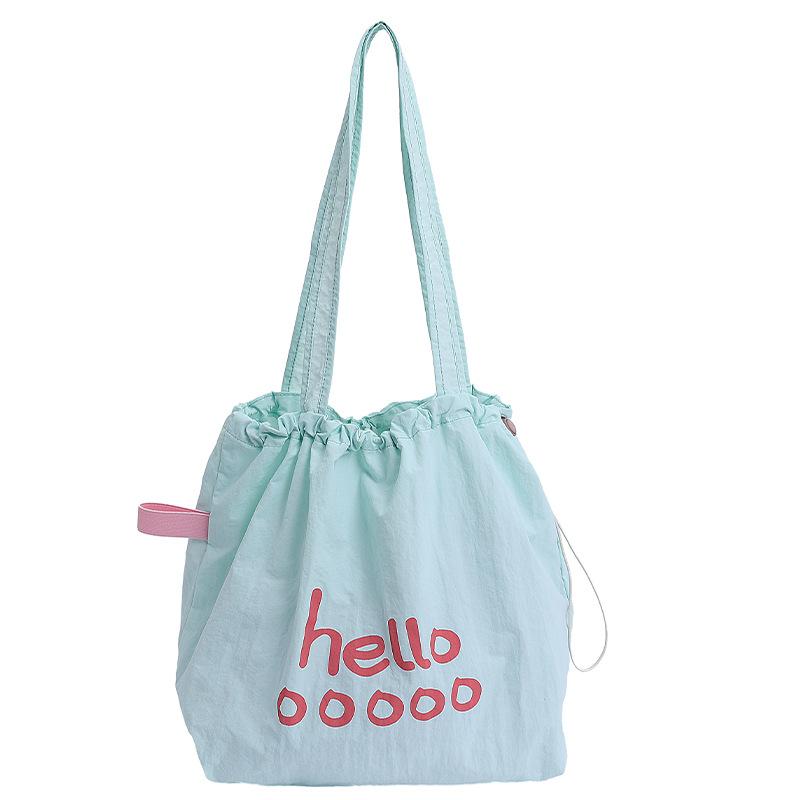 

Korean version 2025 new letter printing casual large-capacity tote bag light travel lazy wind shoulder stray bag