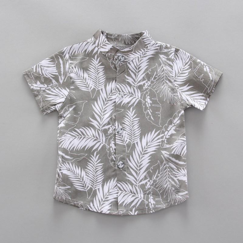 Sommer Barn Baby Gutter Kortermet Løv Mønster T-skjorte Bluse+Shorts Uformelle antrekk sett