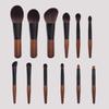 12Pcs Wood Mini Makeup Brush Set Lip Liner Eye Brow Roller Brush Simple Concealer Brush Set  Women
