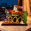 Themed Halloween Room Decorations Tabletop Decor Signs, Pumpkin Ghost Gnome Wood Centerpiece Blocks, Spooky Table Centerpieces Party Tiered