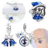 Blue Magic Earth Bell Pendant Earth Passport Charms Copper Original Beads Fit Bracelet Women Jewelry Diy Gift Making