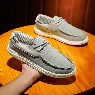 2024 Summer New Men's Canvas Boat Shoes Outdoor Lightweight Soft Non-slip Loafers Fashion Casual Non-slip Deck Shoes Large Size