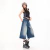 Trendy Spring Summer Pleated Vintage Loose Wide Leg Cropped Capri Denim Pants For Women Versatile Loose Straight Slimming Daily Denim Bottoms
