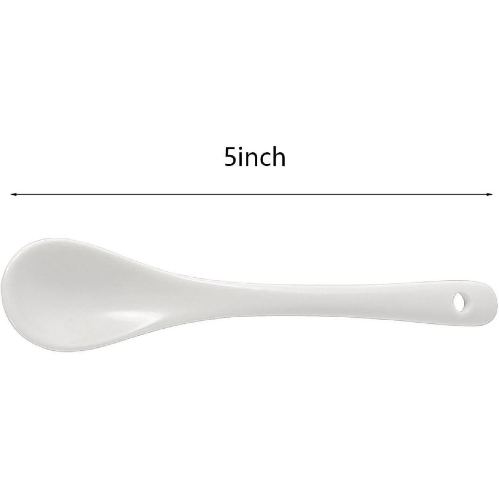Set of 6 Premium White Porcelain Coffee Spoons for Espresso, Tea, Sauces, and Desserts